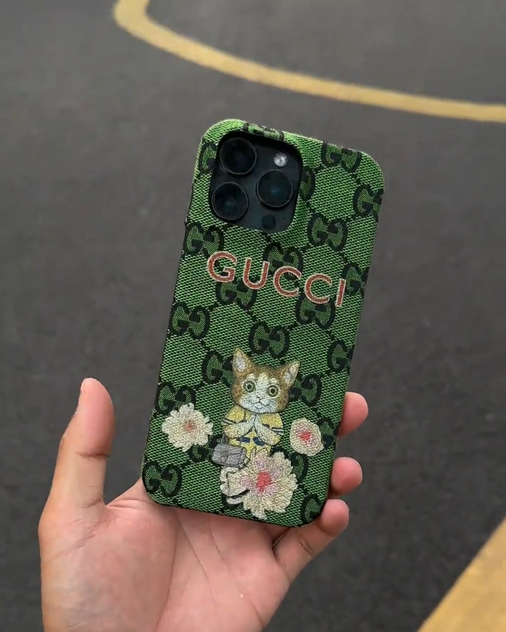 古馳刺繡半包手機殼